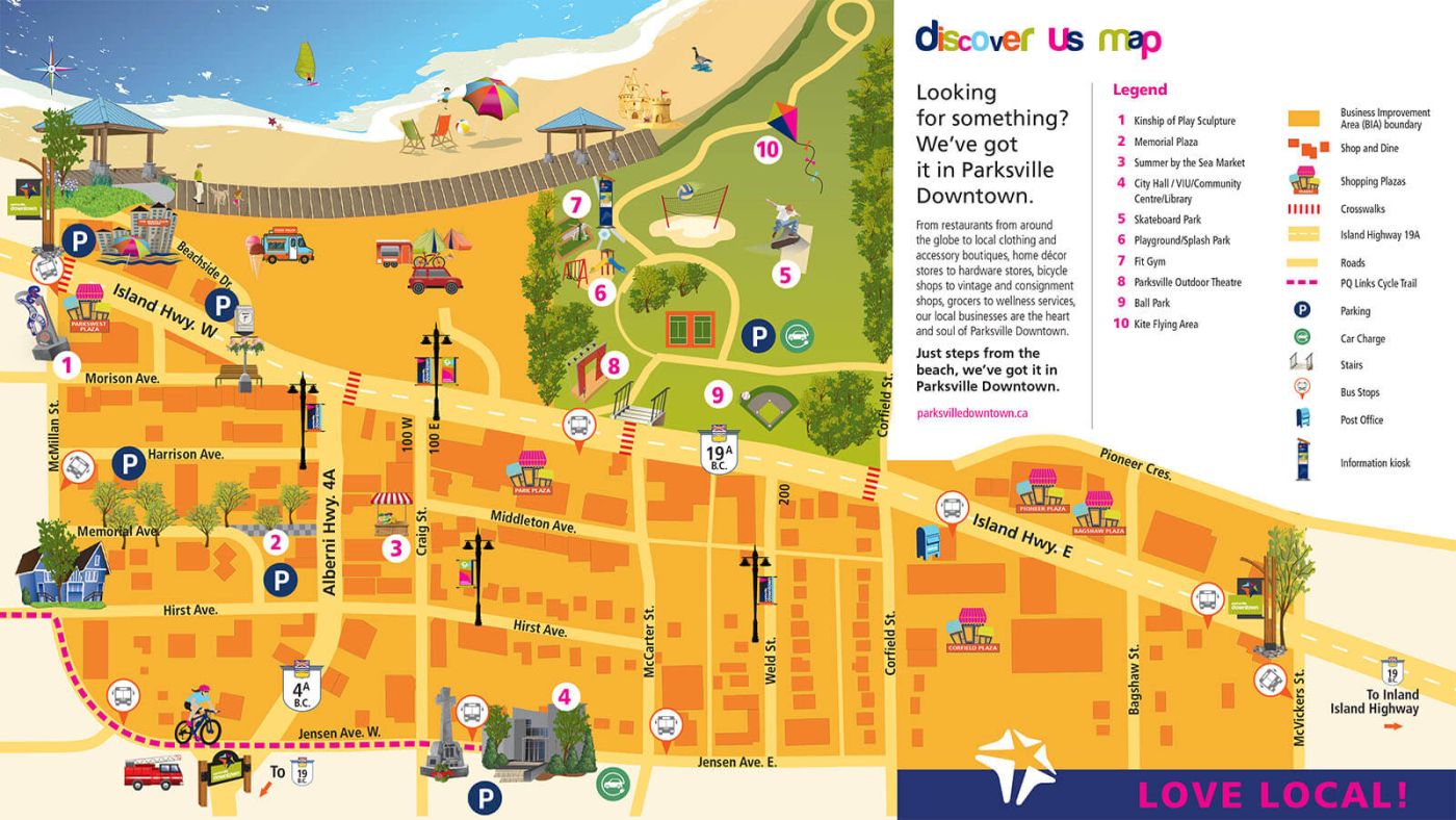 Walking map of Parksville Downtown